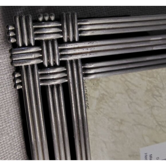 Burnes Heirloom 4x6 Metal Photo Frame Pewter Finish Wire Lattice Design Vintage - Picture 2 of 14
